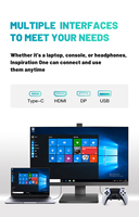 Moniteur LCD 27 pouces avec caméra HD relevable 100/165/240 Hz, écran de jeu informatique sans bordure 23,8 pouces