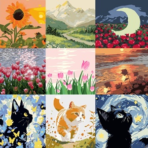 Set di Pittura a Olio Digitale con Fiori Paesaggistici e Personaggi <span class=keywords><strong>Anime</strong></span>, Fai-da-Te, Cornice Moderna Minimalista per Soggiorno - Product Image 2