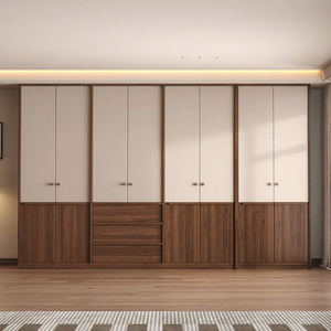 Armoire de chambre à coucher <span class=keywords><strong>en</strong></span> <span class=keywords><strong>bois</strong></span> massif de style rétro de luxe avec coiffeuse intégrée pour appartement et hôtel - Product Image 2