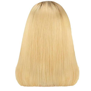 Perruques courtes bob 1B/613, perruques en <span class=keywords><strong>cheveux</strong></span> humains avec dentelle transparente 4x4, ombré <span class=keywords><strong>blond</strong></span> avec racines brun foncé, perruques bob frontales 4/613 - Product Image 1