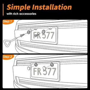 إكسسوارات حامل سيارة من الفولاذ المقاوم للصدأ مع 2 إطارات لوحة ترخيص مع برغي - Product Image 6