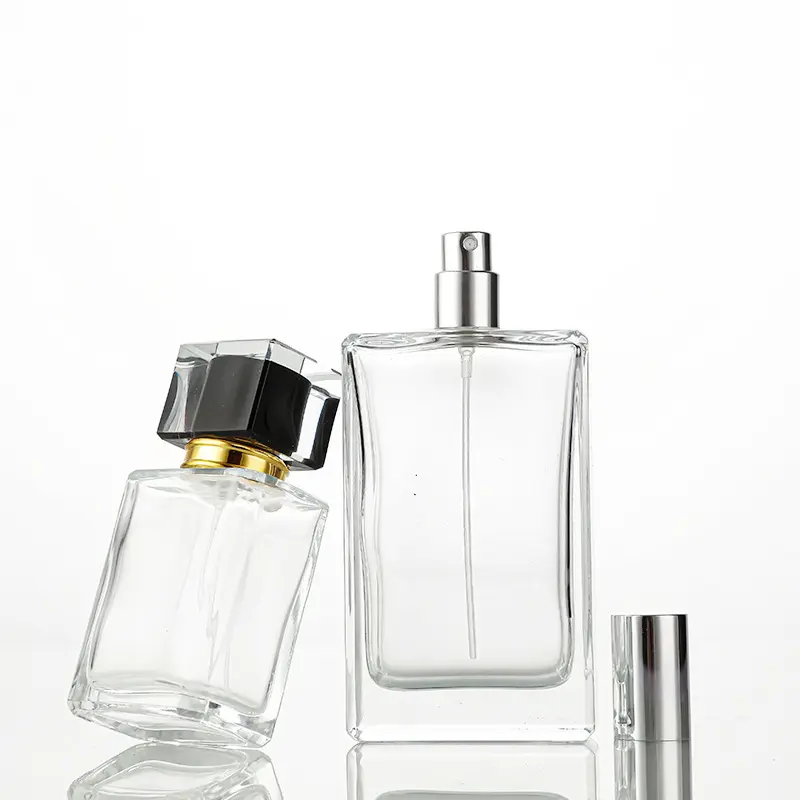 50/100 MLガラス詰め替え香水瓶キャップカラーを選択ポータブルアトマイザー空のボトル空のアトマイザー耐久性のあるガラスボトル