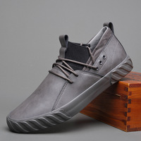 Chaussures de skate en cuir véritable pour hommes, chaussures basses contrastées, tendance, décontractées, à semelle souple, chaussures de marche quotidiennes à la mode pour hommes