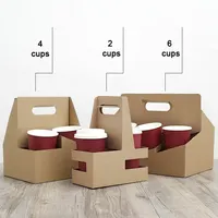 1 2 4 Cup Kraft Paper Coffee Milk Tea Carry Trays Takeaway Cup Holder  Cardboard