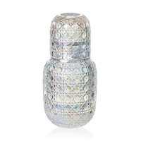 Vaisselle en verre rétro européen à motifs en relief, grande capacité, comprenant une carafe à jus et un ensemble de tasses, vente en gros et personnalisation