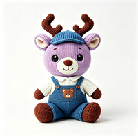Figurine de renne en peluche tricotée, crochetée à la main, jouet en peluche doux, artisanat personnalisé, vente en gros de jouets personnalisés