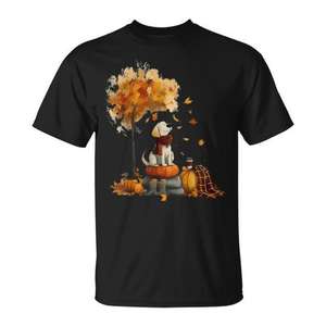 Camiseta Golden Retrievers Hello Autumn Leaf Fall para amantes de los perros - Product Image 1