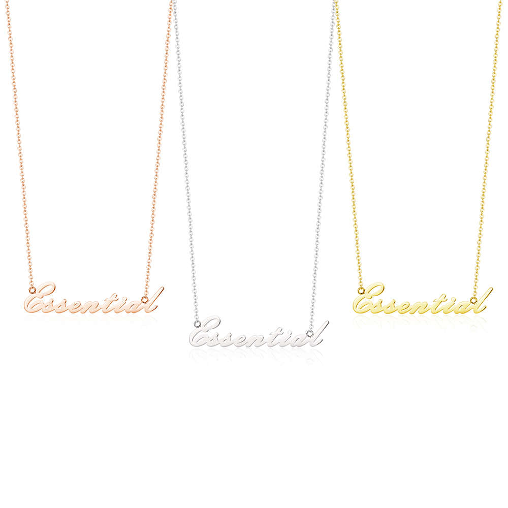 Asia venta al por mayor de 2020 14k oro rosa PVD chapado esencial collar 316L de acero inoxidable collar carta