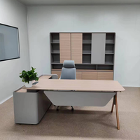 Bureau de direction moderne convertible en forme de L en bois pour patron, PDG, directeur, mobilier de bureau professionnel