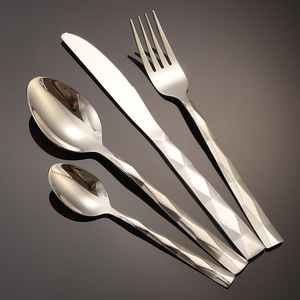 Juego de cubiertos occidentales de acero inoxidable con mango de diamante, espesado, apto para lavavajillas, para hotel, cuchillo, tenedor y cuchara para carne - Product Image 1