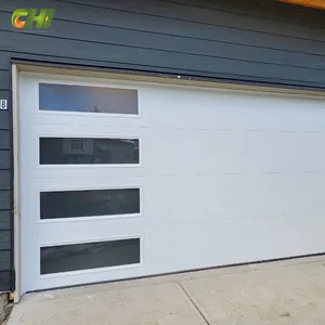 Puertas Para Garage De Aluminio 9X8 Garagedeur Foam Roll Up Black Aluminium Enkele Garage Deuren Zuid-afrika met Windows