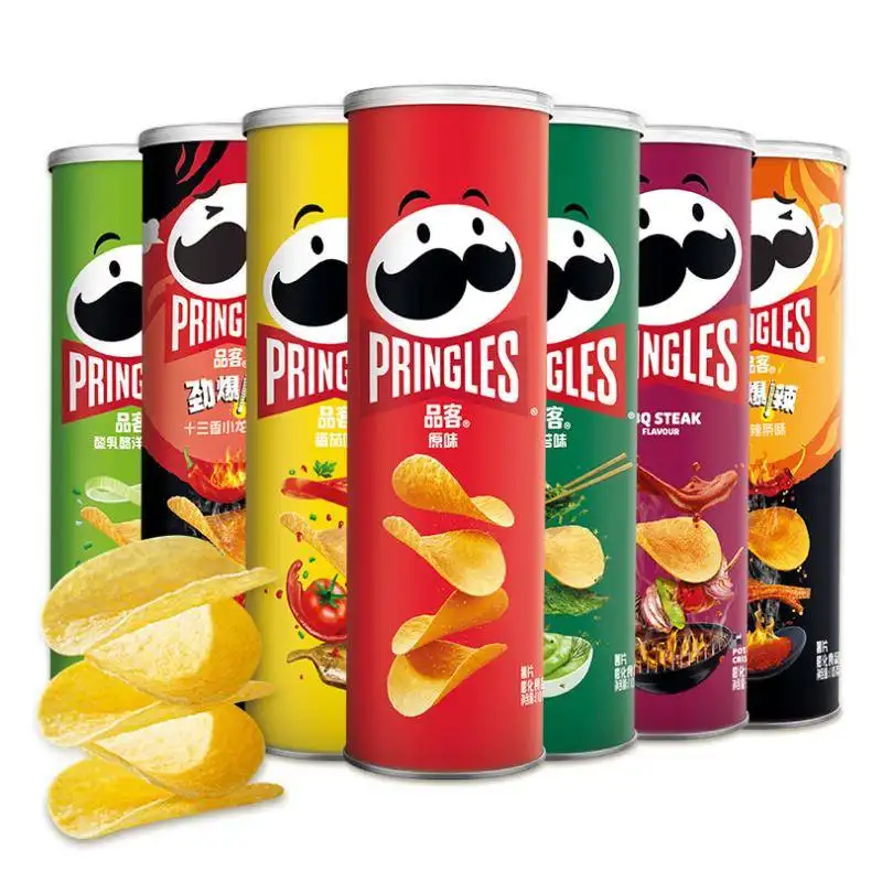 pingles potato chips in barrel 110g multi flavor potato snack