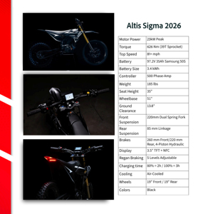 Bicicleta Híbrida Altis Sigmas 2026 con Motor Trasero de 23KW, Batería de Litio de 97.2V 35Ah, Alto Rendimiento Todoterreno, 626Nm de Potencia - Product Image 6