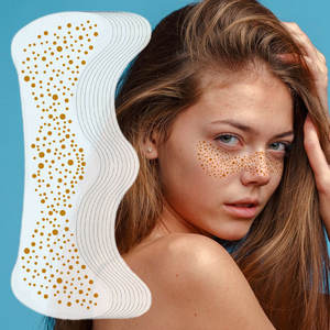 Vente en gros de patchs de maquillage temporaires pour tatouage de taches de rousseur, étincelles étincelantes métalliques, dorées, argentées et scintillantes - Product Image 4