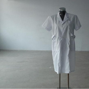 White Short Sleeve Lab <b>Coat</b> For Medical Staff Cotton Flax Blend Uniform Hospital Nurse Doctor Workwear L M S - Product Image 2