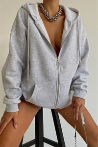 Sudaderas con capucha de gran tamaño con cremallera, <span class=keywords><strong>ropa</strong></span> deportiva básica Y2k para mujer, moda callejera coreana, sudaderas informales para mujer, chaquetas de manga larga, 1 Sol - Product Image 4