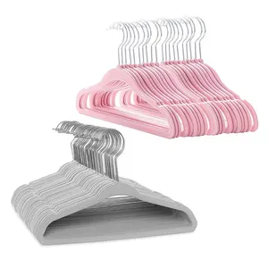 10pcs/pack Velvet Non-slip Children's Clothes Hangers (pink)