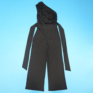 Nuevo en 2026, Mono Largo Negro de Pierna Ancha para Mujer, Un Hombro Descubierto, Sin Mangas, Atuendo de Fiesta, Casual, Ajustado, Elegante - Product Image 6