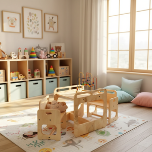 Juego de Mesa y Silla para Niños <span class=keywords><strong>Montessori</strong></span>, Mesa de Juego de Madera para Niños Pequeños, Preescolar, 2 Años - Product Image 2