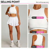 Vente en gros de vêtements de fitness jupe de tennis avec logo personnalisé ensembles de débardeurs pour femme ensembles de jupes de tennis d'entraînement de course à pied respirantes