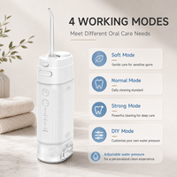 Hydropulseur Électrique Compact Pliable de Voyage Sans Fil avec Lumière UV Intégrée, 4 Modes de Nettoyage, Étanche IPX7, Portable pour Usage Domestique