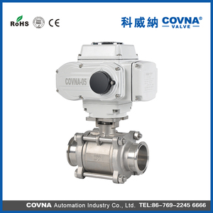 Vanne à boisseau sphérique motorisée COVNA DN40 1,5 pouce 3 pièces 1000 WOG 12V DC en acier inoxydable 316 avec actionneur électrique - Product Image 6