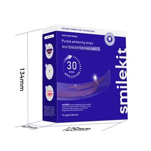 Tiras blanqueadoras de dientes moradas naturales con logotipo personalizado, 28 unidades - Product Image 5