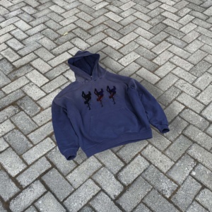 Sudadera con Capucha Extra Grande para Hombre, Lavada al Ácido, Desgastada, con Estampado, Logotipo Bordado - Product Image 4