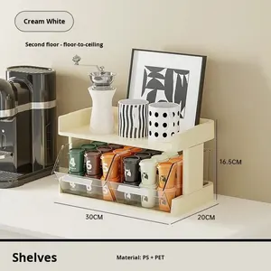 קופסת אחסון לשקיות תה וקפסולות קפה עם מתלה תצוגה שקוף לשולחן המטבח ולחדר המגורים - Product Image 6