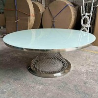 Table de mariage ronde moderne de luxe en acier inoxydable doré pour événements et réceptions hôtelières