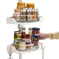 Étagère de rangement pour épices de cuisine à double niveau, multifonctionnelle, non pliable, avec étagère à cosmétiques 3509
