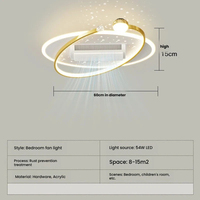 Ventilateur de plafond de luxe en acrylique avec lustre LED, 3 modes de couleur, télécommande, disposition Agi32, 6 vitesses, CRI élevé 97, faible bruit, silencieux