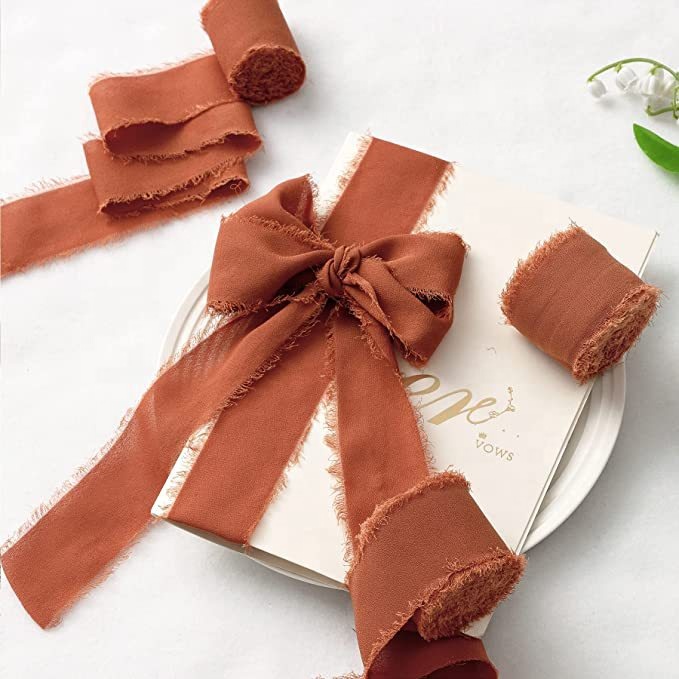 Chiffon Silk Ribbon Handmade Rough Chiffon Ribbon Wholesale With Frayed Edge