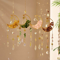 Attrape-soleil artisanal en améthyste et cristal de lune, prisme arc-en-ciel, ornement suspendu pour fenêtre, décoration murale pour la maison, cadeau sorcier