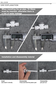 Phụ kiện hệ thống lọc nước <span class=keywords><strong>RO</strong></span> chất lượng cao 1/2'' bằng nhựa, van bi nước, van tay - Product Image 3