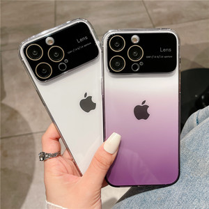 Lusso gradiente vetro grande finestra PC custodia per <span class=keywords><strong>iPhone</strong></span> <span class=keywords><strong>14</strong></span> 13 12 Pro pellicola protettiva per obiettivo della fotocamera - Product Image 1