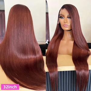 12A brun rougeâtre 2x6 5x5 13x4 perruques avant de lacet cheveux humains noeuds blanchis pour les femmes <span class=keywords><strong>cuivre</strong></span> rouge sans colle perruques frontales de cheveux humains - Product Image 2