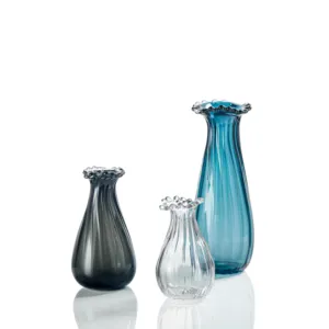 RYLAVA buatan tangan kualitas tinggi seni warna Solid kaca & vas kristal Dekorasi meja pernikahan
