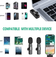 Mikrofon Lavalier Nirkabel OEM ODM, Sistem Mikrofon Kerah K8 untuk Perekaman Video Vlog untuk Android & iPhone Tipe-C dengan Peredam Kebisingan
