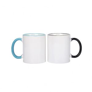 Tasse en céramique de 350 ml (11 oz) avec anse ronde, bord coloré, impression par sublimation d'images et de logos, emballage sécurisé - Product Image 1
