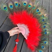 Éventail à main en plumes de paon personnalisé en gros d'usine, décoration de salon, accessoires de mariage