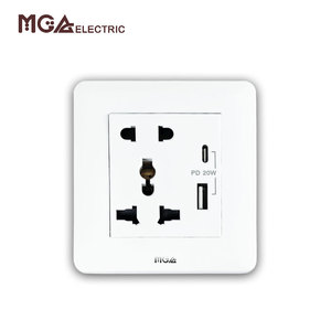 Toma de corriente universal MGA 16A y cargador USB (20W, tipo <span class=keywords><strong>A</strong></span> y C) Protector USB multipuerto con toma de corriente - Product Image 1