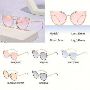 Gafas de Sol Personalizadas de Moda 2022 con Lentes Degradados Extra Grandes, Protección UV400, Montura Grande de Metal, Estilo Ojo de Gato para Mujer - Product Image 2