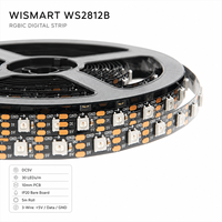 Bande LED numérique adressable WISMART DC5V WS2812B RGBIC SMD5050, 30 LED/m, 10 mm, IP20, PCB noir/blanc, rouleau de 5 m, lumière flexible