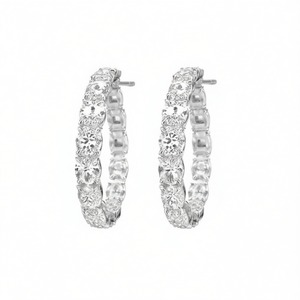 Orecchini a Cerchio in Oro Bianco E2941 con Diamanti Taglio Brillante Rotondo, Gioielli di Lusso per Donna - Product Image 1