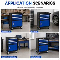 Guanpin OEM/ODM Armoire à outils mobile robuste à roulettes en acier, 4 tiroirs verrouillables, pour atelier de mécanique automobile, personnalisable