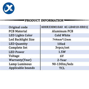 TV <span class=keywords><strong>LED</strong></span> <span class=keywords><strong>Backlight</strong></span> Strip cho TCL 40hr 40hr330m10a0 4c-lb4010-hr01j 40s6500fs 40s6500 40s325 40d6 40fe5606 TV <span class=keywords><strong>LED</strong></span> thanh 745 mm - Product Image 2