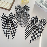 Barrettes à cheveux à nœud à carreaux noir et blanc, pinces à ressort simples, barrettes douces pour chignon et queue de cheval, accessoires capillaires pour filles, vente en gros