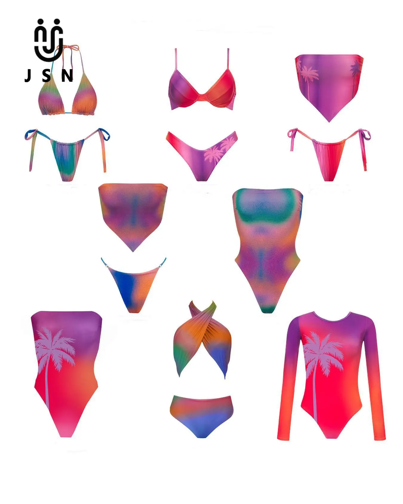 Maillot de bain bikini à lacets JSN au design personnalisé, bikini tie dye, string, fabricant de maillots de bain