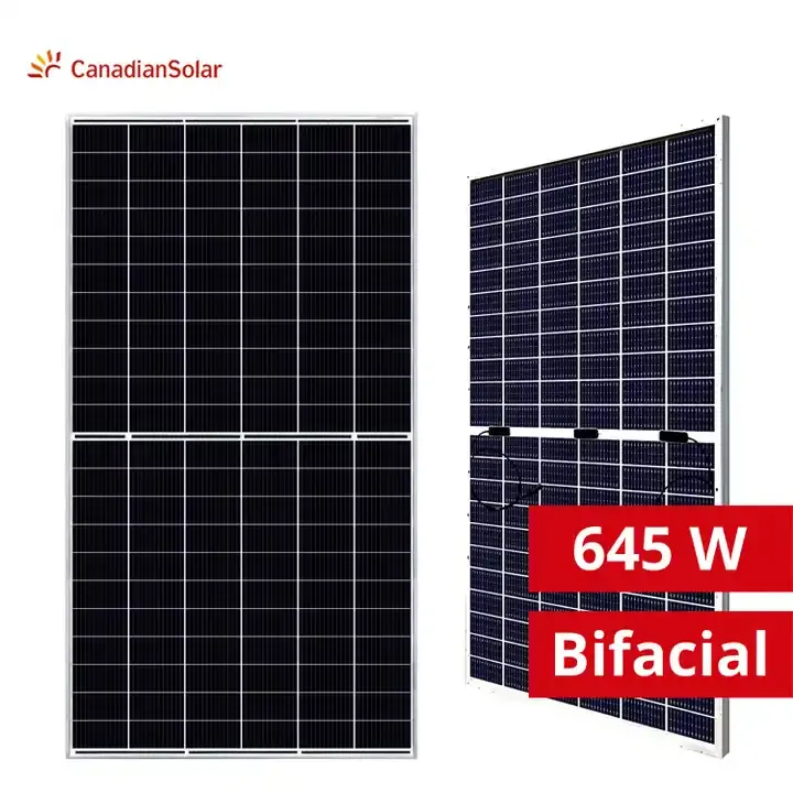 Canadese Topbihiku7 energia solare bifacciale mezza cella pannello solare 1000w prezzo 615w 620w 625w 630w 635w 640w 645w Pv modulo Topcon